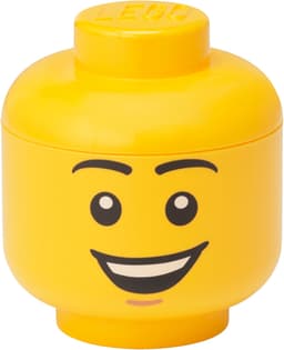 LEGO mini opbevaringskasse (glad drengehoved, gul)