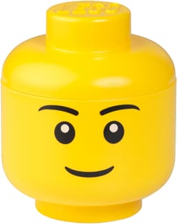 LEGO liten oppbevaringsboks (guttehode, gul)