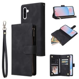 SKALO Samsung A56 5G Zipper PU-Nahka Lompakkokotelo - Musta