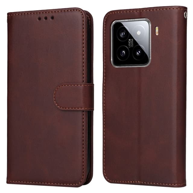 SKALO Xiaomi 15 PU-læder Flip Cover - Brun