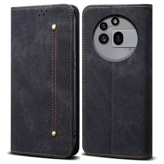 SKALO Nothing Phone (3a) Pro 5G Jeans Plånboksfodral - Svart
