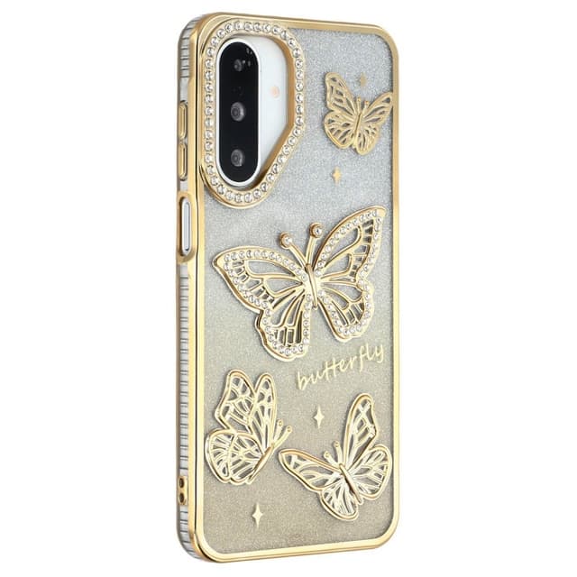 SKALO Samsung A26 5G Butterfly Rhinestones Skal - Guld