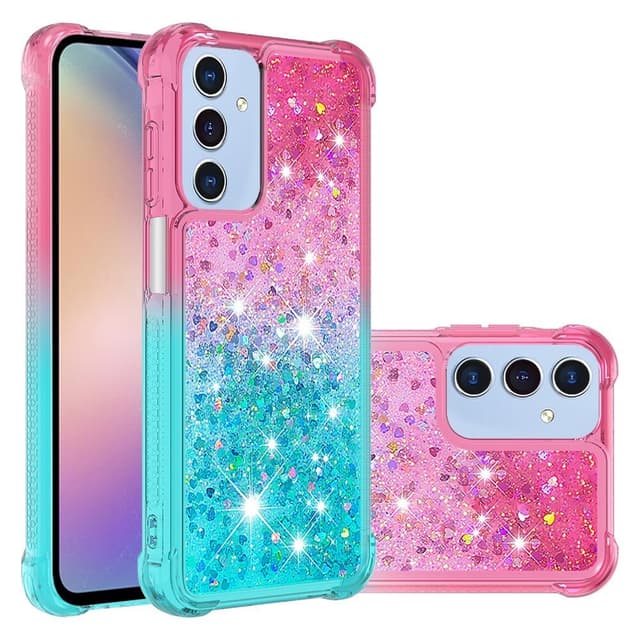 SKALO Samsung A26 5G Kviksand Glitter Cover - Pink-Turkis