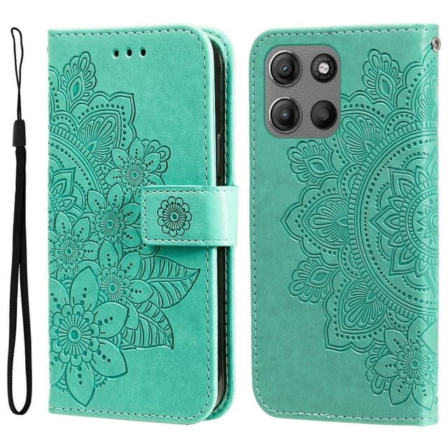 SKALO Motorola Moto G15 Power Mandala Lompakkokotelo - Turkoosi