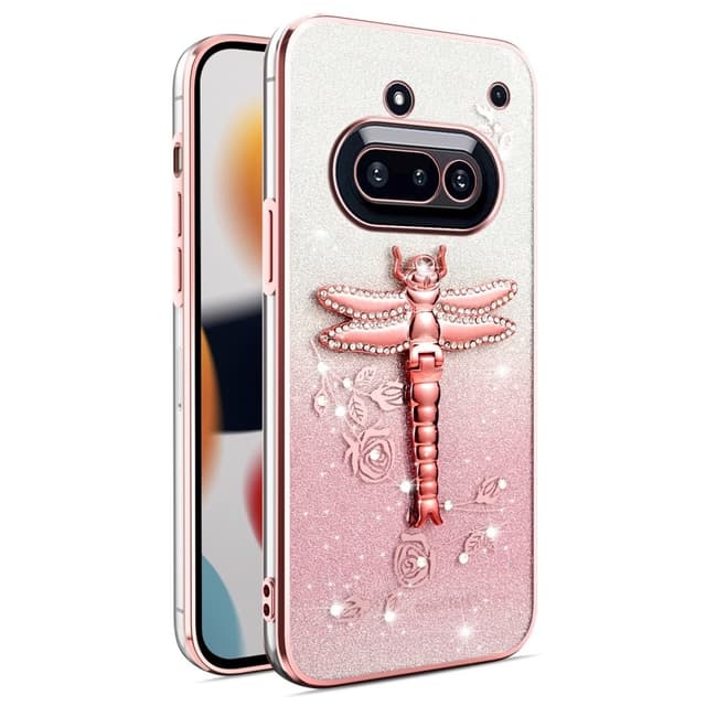 SKALO Nothing Phone (3a) 5G KADEM Dragonfly Glitter Cover - Pink