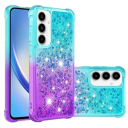 SKALO Samsung A56 5G Hiekka Glitteri Suojakuori - Turkoosi-Violetti