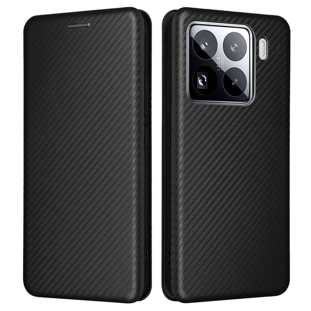 SKALO Xiaomi 15 Carbon Fiber Lompakkokotelo - Musta