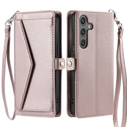 SKALO Samsung A26 5G PU-Nahkakuori Lompakkokotelo - Ruusukulta
