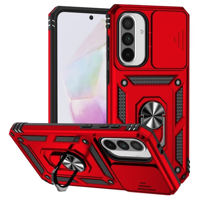 SKALO Samsung A56 5G Armor Metalring Kameraskyder Cover - Rød