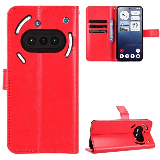 SKALO Nothing Phone (3a) 5G PU-læder Flip Cover - Rød - Rød