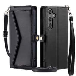 SKALO Samsung A56 5G PU-Nahkakotelo Lompakkokotelo - Musta