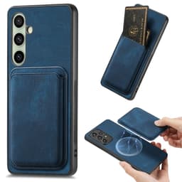 SKALO Samsung A26 5G PU-nahkainen magneettinen korttikotelo Suojakuori - Sininen