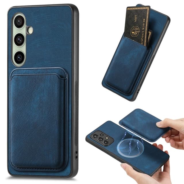 SKALO Samsung A26 5G PU-nahkainen magneettinen korttikotelo Suojakuori - Sininen