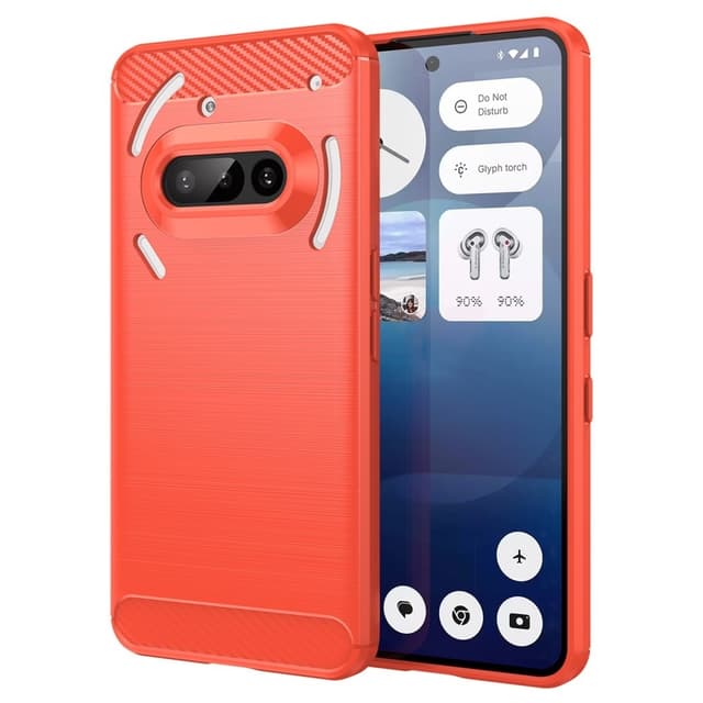 SKALO Nothing Phone (3a) 5G Armor Carbon Suojakuori - Punainen