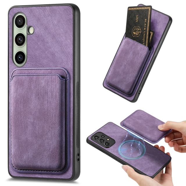SKALO Samsung A26 5G PU-læder magnetisk kortholder Cover - Lilla