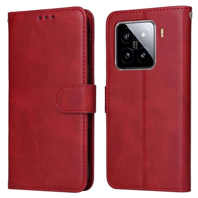 SKALO Xiaomi 15 PU-läder Plånboksfodral - Röd