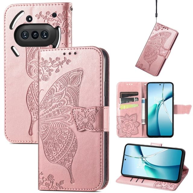 SKALO Nothing Phone (3a) 5G Mandala Butterfly Plånboksfodral - Roséguld