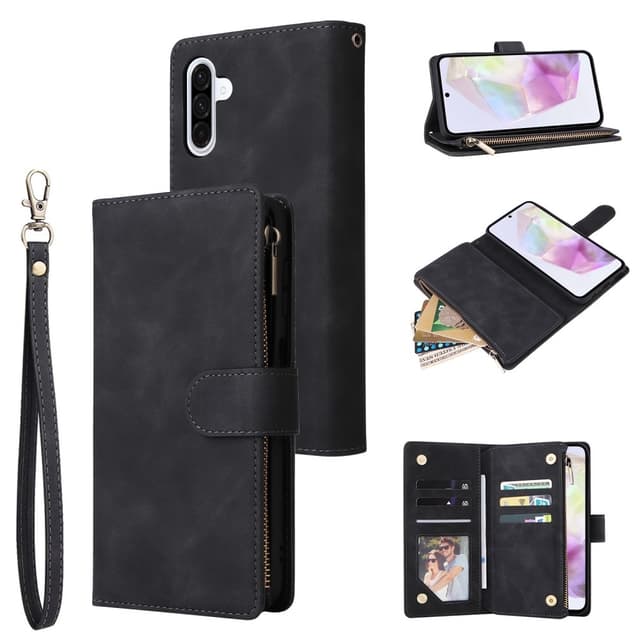 SKALO Samsung A26 5G Zipper PU-Läder Plånboksfodral - Svart