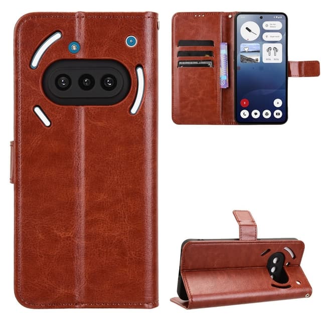 SKALO Nothing Phone (3a) 5G PU-læder Flip Cover - Brun - Brun