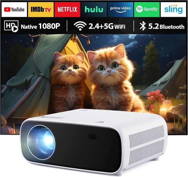 Projector with WiFi and Bluetooth, 20000 Lumens 4K Support, Full HD 1080P Resolution Supports Switch and PS5