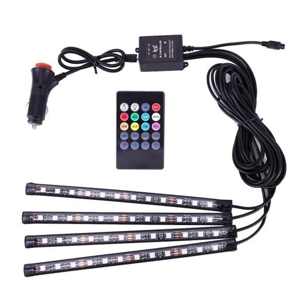 LED-stripe for bil - 48 lysdioder med RGB og fjernkontroll