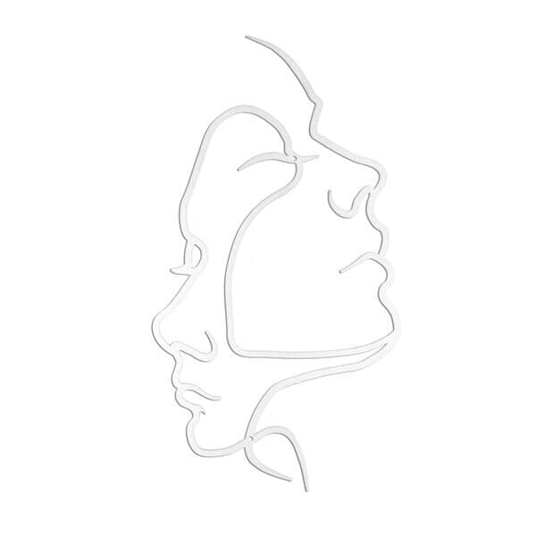 Veggdekor i metall Faces - Hvit