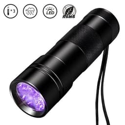 12-LED UV-taskulamppu - ultraviolettivalo pisteiden havaitsemiseen, näkymättömiin viesteihin ja seurantaan
