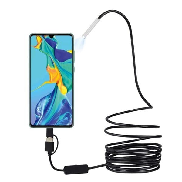 Vattentät inspektionskamera – 5 meter flexibel kabel, HD-upplösning och LED-belysning