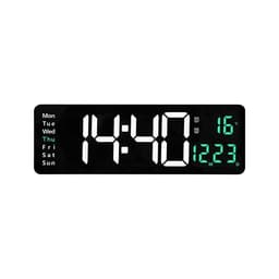Stor digital veggklokke 38 cm - med temperatur, dato og fjernkontroll