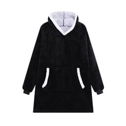 Medium oversized huppari aikuisille kengurutaskuilla ja hupulla - Musta