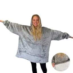 Oversize hettegenser i ultra-myk fleece - grå