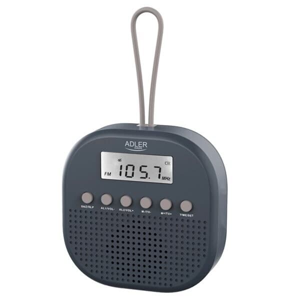 Vandtæt FM-radio med ur og kompakt design