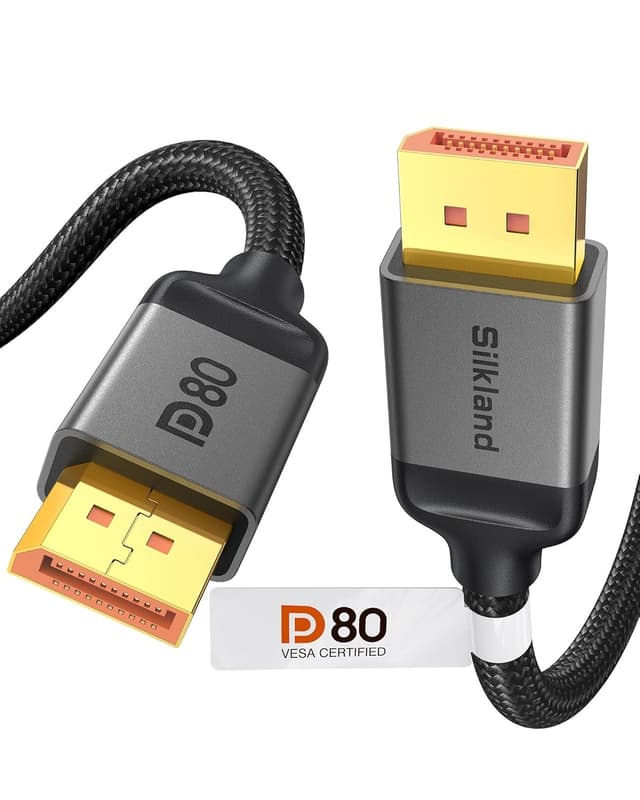 VESA-sertifisert 2m nylonflettet DisplayPort 2.1-kabel DP80 UHBR20 80Gbps 16/10/8K60Hz 4K165/144Hz DSC1.2a HDR HDCP2.2 FreeSync G-Sync