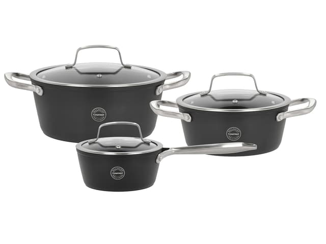 Pillivuyt Gourmet Grytesett med glasslokk Svart