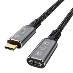 NÖRDIC 2m Thunderbolt 4 förlängningskabel, USB-C hane till hona, 100W snabbladdning, 40Gbps, 8K 60Hz
