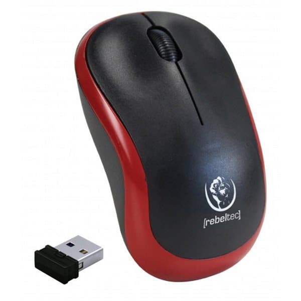 Rebeltec optisk trådlös mus – Meteor röd, 1000 dpi med USB-nano mottagare
