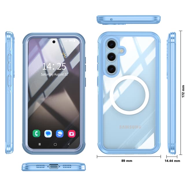Samsung Galaxy S24 FE -kotelo, 9H karkaistu lasi takaosa Sininen