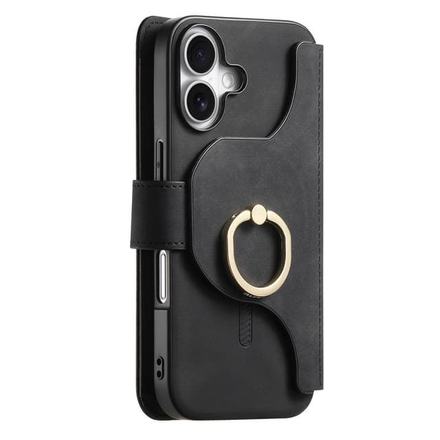 Lompakkokotelo iPhone 15:lle renkaalla ja jalustalla