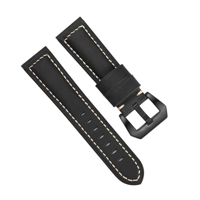 Urrem i ægte læder Sort 22 mm