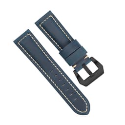 Klockarmband i äkta läder Blå 24 mm