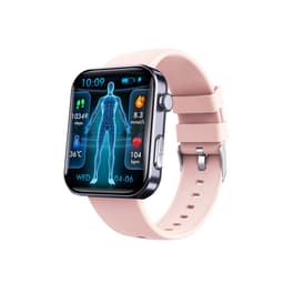 Smartwatch - Måler puls, blodtryk, ilt i blodet og skridt Sort og lyserød rem