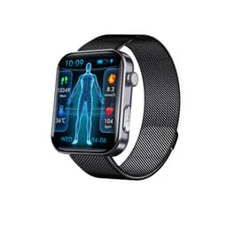 Smartwatch med pulsmåler, blodtryksmåler, blodoxymeter, skridttæller Sort Milanese rem