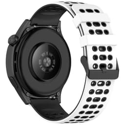 Silikoninen ranneke 22mm - Huawei Watch GT5:lle, Keep Watch Pilot1:lle Valkoinen + musta