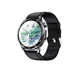 Smartwatch med EKG, pulsmåler, blodtryksmåler og skridttæller Sort læderrem