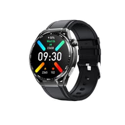 Älykello, jossa EKG, sykemittari, kuntoseurantalaite ja useita urheilutiloja Musta nahkaranneke