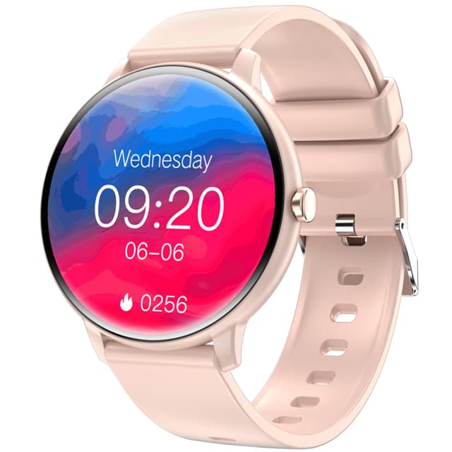 Smartwatch med EKG, puls, blodtryk, søvnovervågning, skridttæller Lyserød