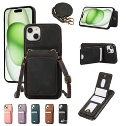 14 Pro Max lommebokdeksel med stropp, iPhone-deksel med kortholder