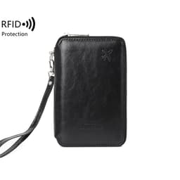 Musta PU-nahkainen passi lompakko RFID-suojauksella