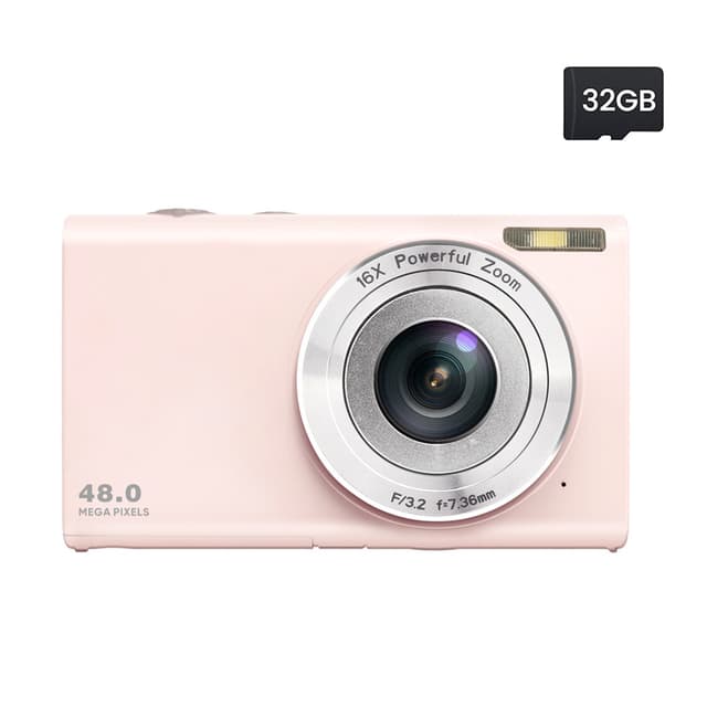 Digitalkamera 48MP 2,7K FHD 16X digital zoom 2,88"" skjerm Rosa