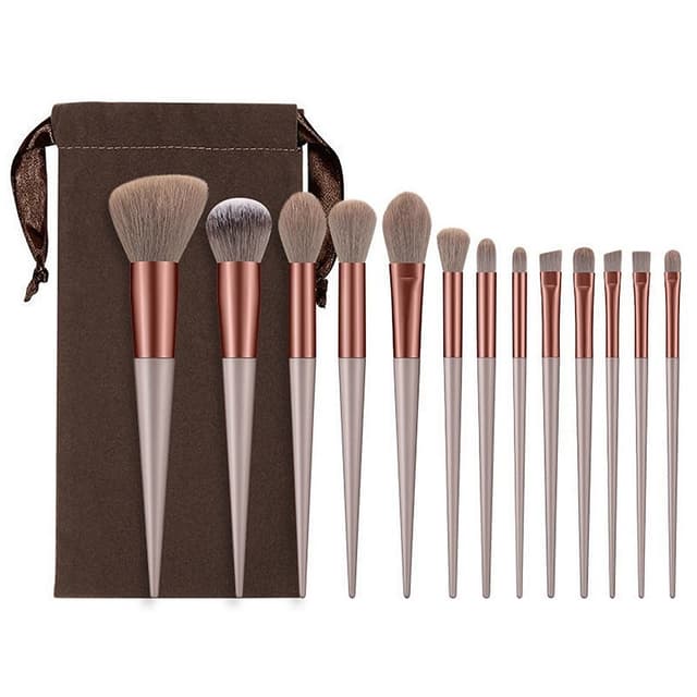 13 stk Makeup Børste Sæt Kosmetiske børster Soft Fiber Foundation Contour - Coffee
